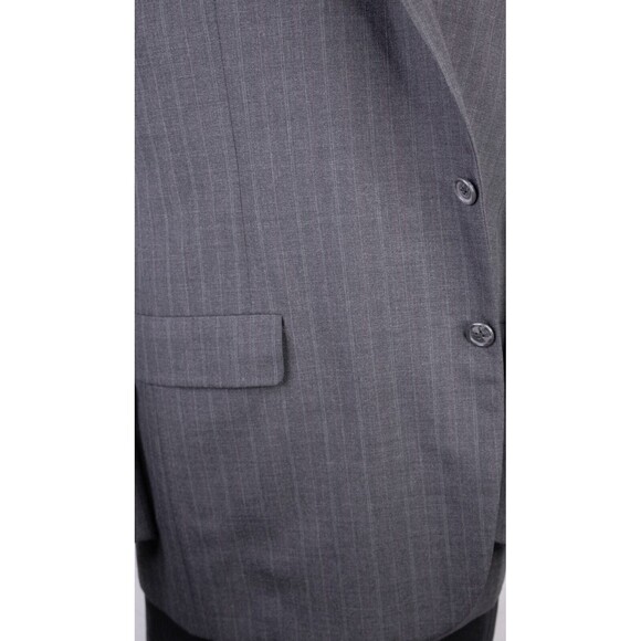 Hickey Freeman Mens 48L 2buttn  Gray Wool Blazer Sport Coat Suit Jacket Striped - Picture 3 of 14